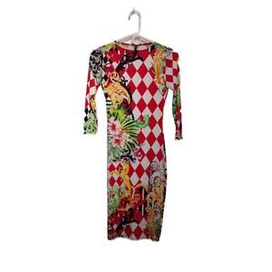 Floral Diamond-Print Maxi Dress - Red